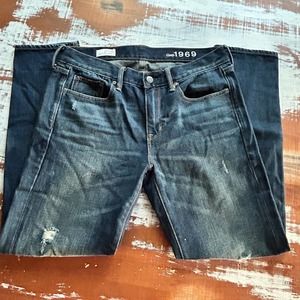 Women’s 1969 Gap Denim Deconstructed Dark Wash Sexy Boyfriend Jeans 27 / 4R